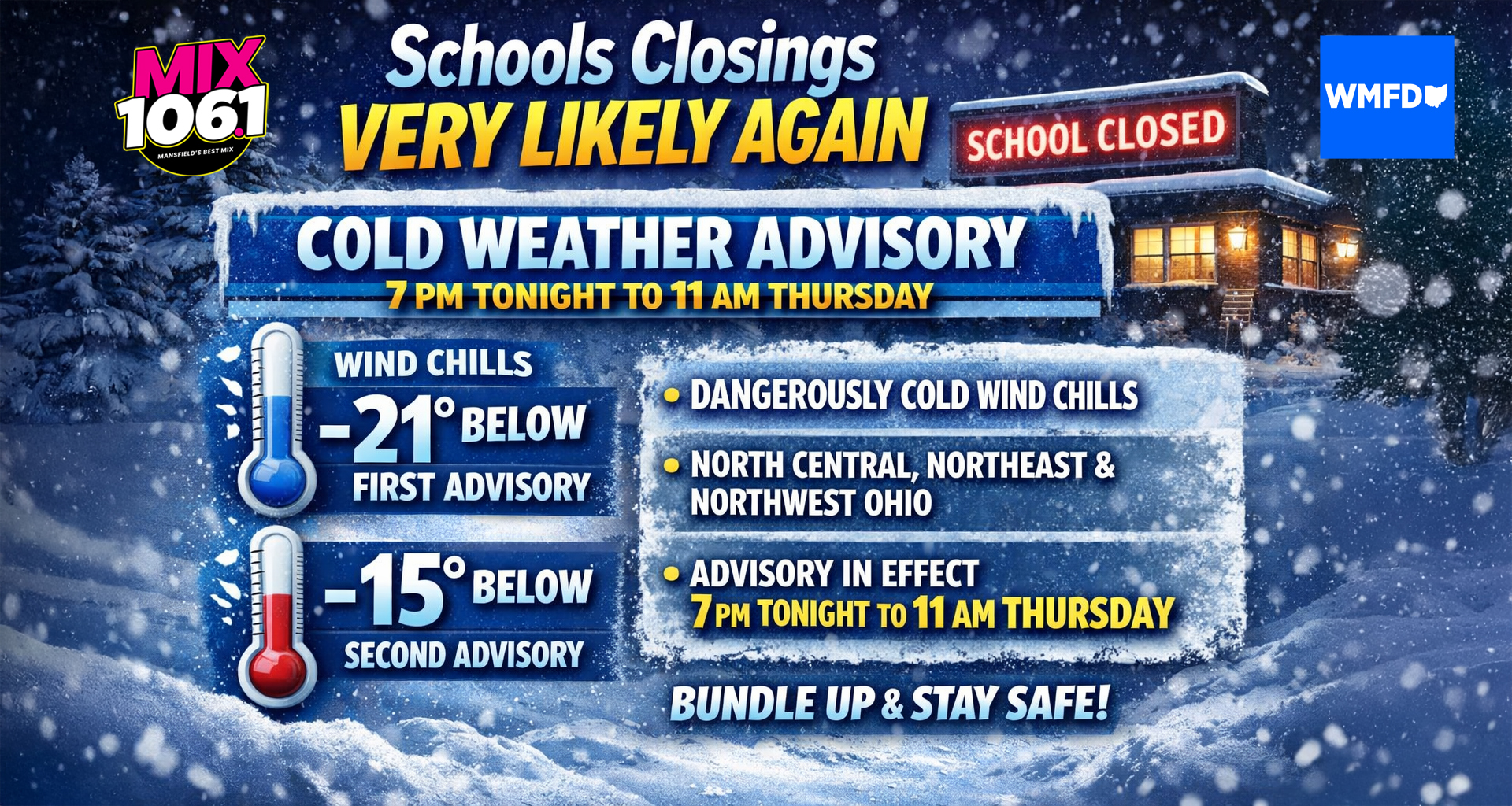 Cold Weather Advisory Issued Yet Again for Wednesday and Thursday!